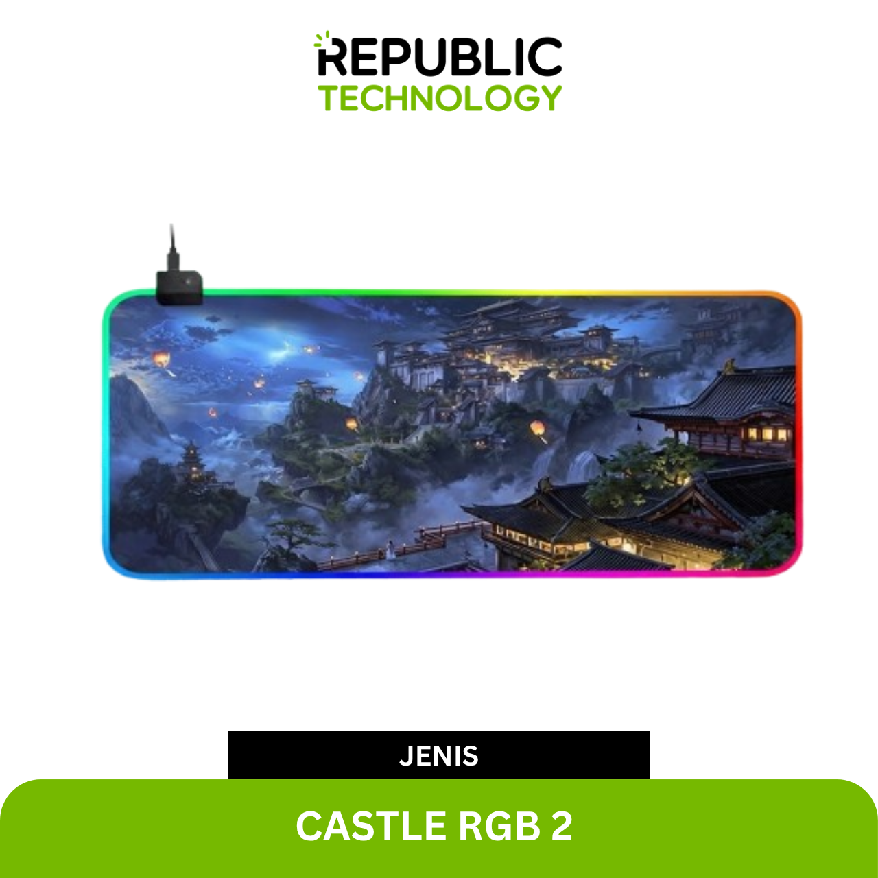 Republic Technology Deskmat Gaming or Mousepad Office RGB Edition with Castle Theme