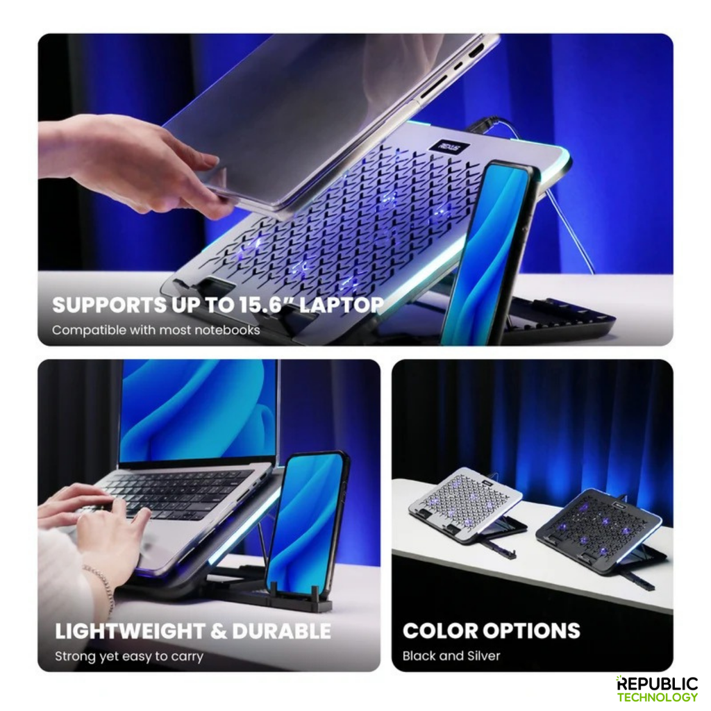 REXUS Cooling Pad Breeze B145 with Phone Holder and RGB Light