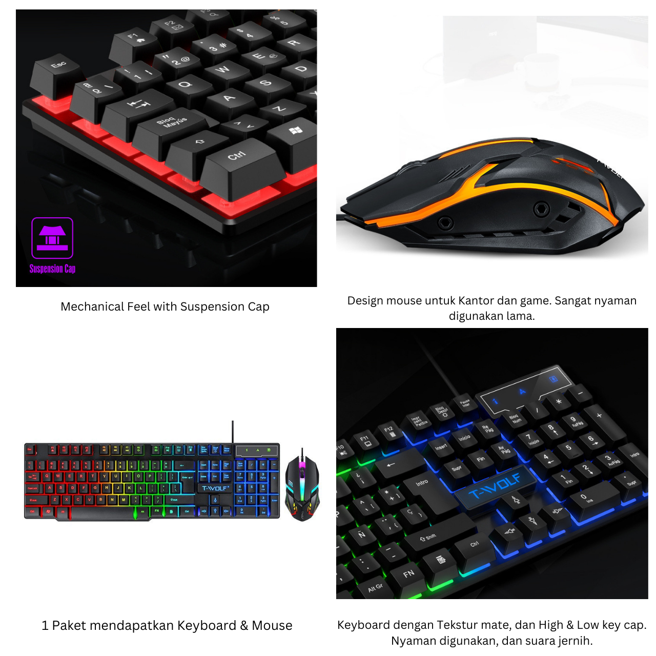 republic Technology T-Wolf TF200 Keyboard dan Mouse Office / Gaming
