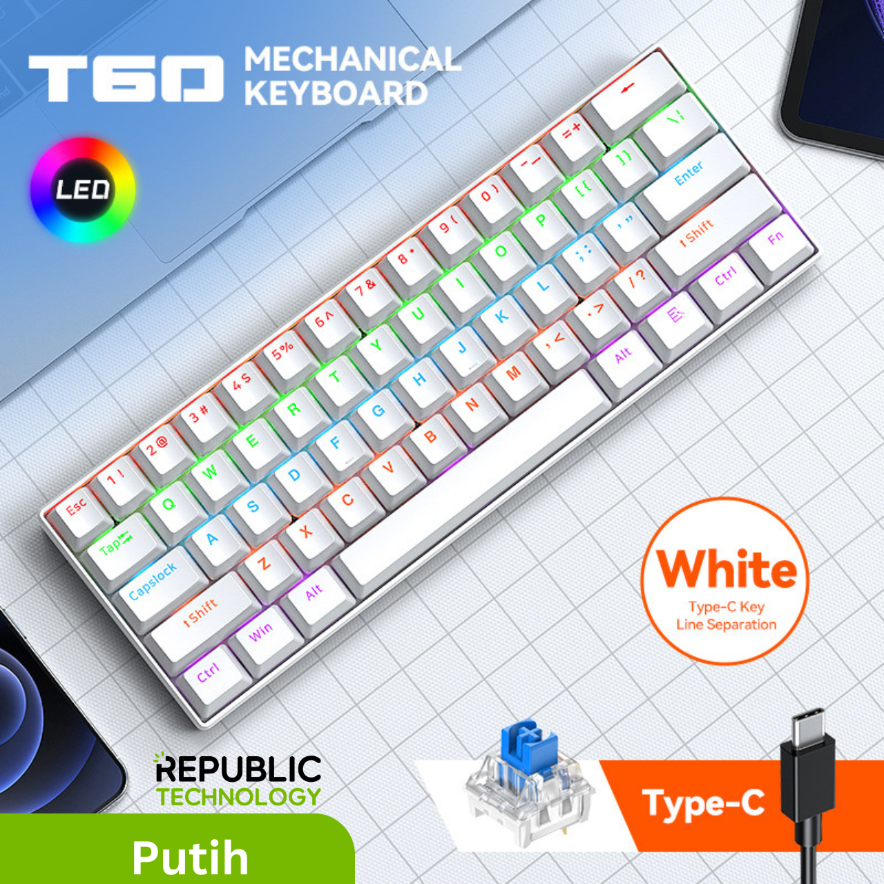 Republic Technology T-Wolf Keyboard Gaming Mechanical T60