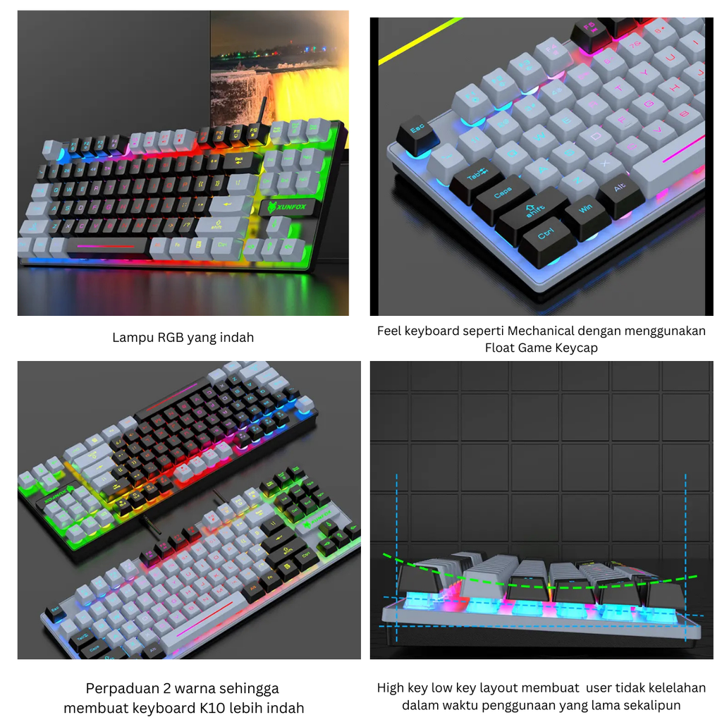 Republic Technology Xunfox K10 Keyboard Gaming RGB 87 Keys