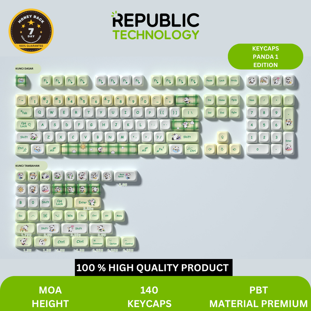Republic Technology Keyboard Keycaps Panda 1 Edition for Mechanical Keyboard
