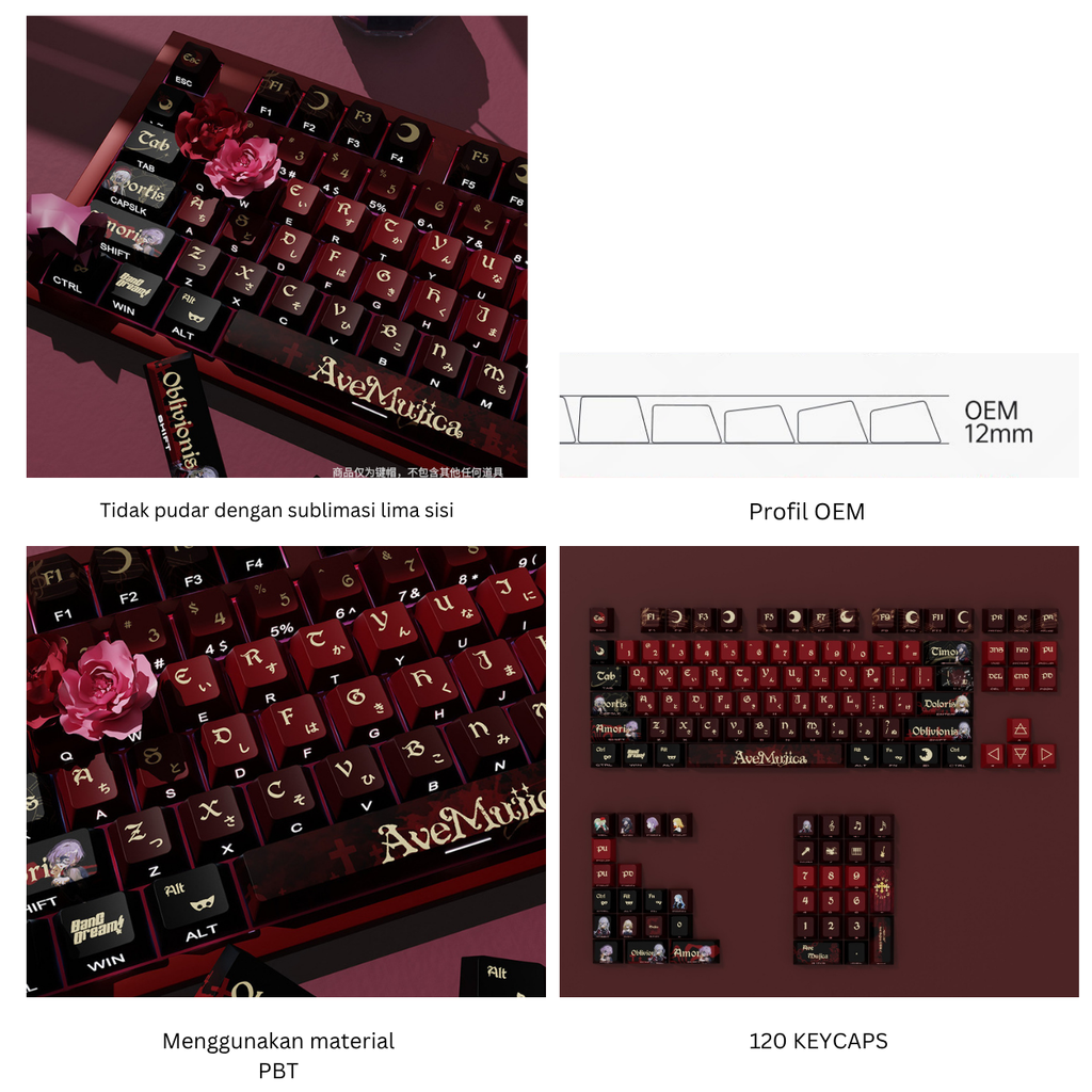Republic Technology Keyboard Keycaps Ave Mujica Edition for Mechanical Keyboard