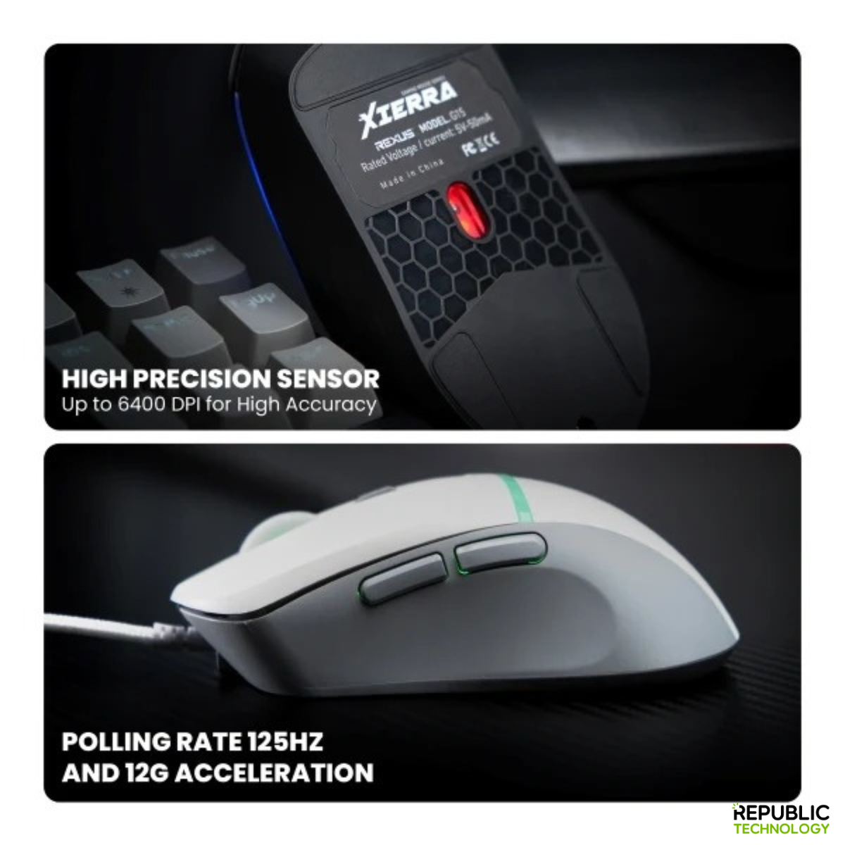 REXUS Mouse Gaming G15  Xierra Dynamic RGB up To 6400DPI
