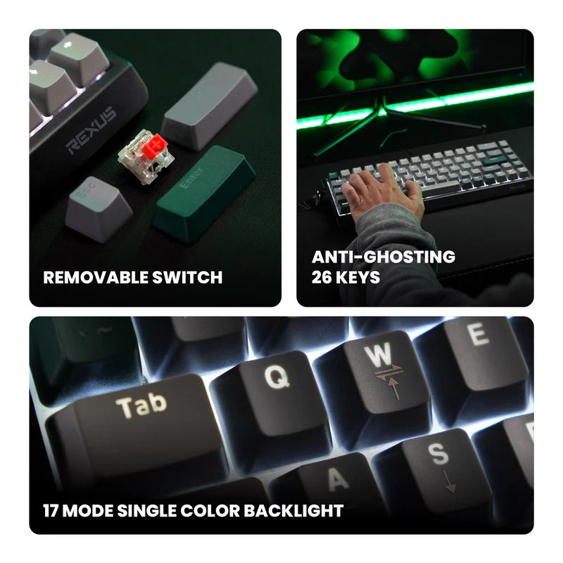 REXUS Heroic KX3 Keyboard Mechanical Compact 65% Hot Swap