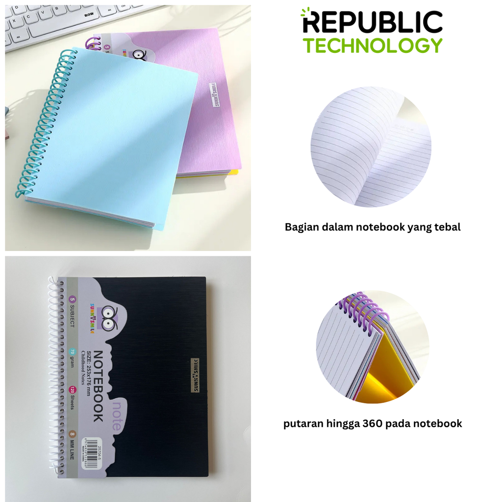 Republic Technology Notebook / buku catatan Character Spiral