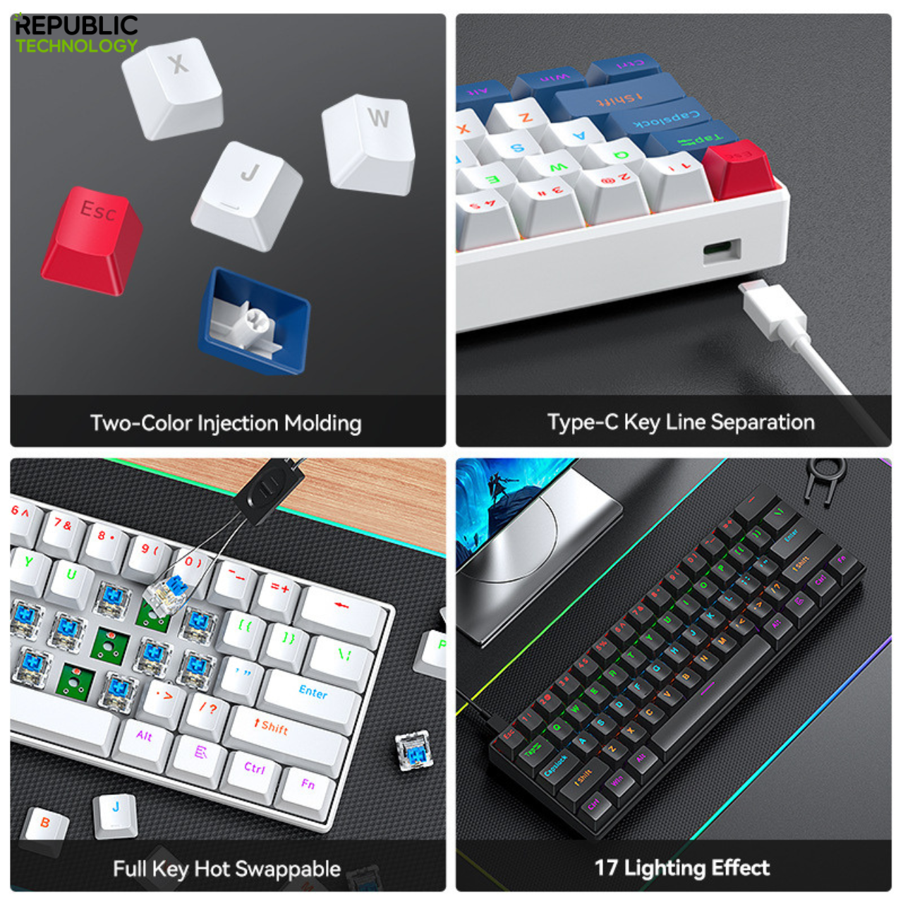Republic Technology T-Wolf Keyboard Gaming Mechanical T60