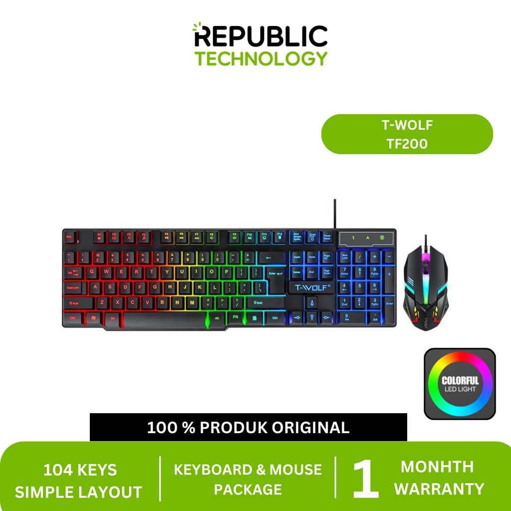 republic Technology T-Wolf TF200 Keyboard dan Mouse Office / Gaming