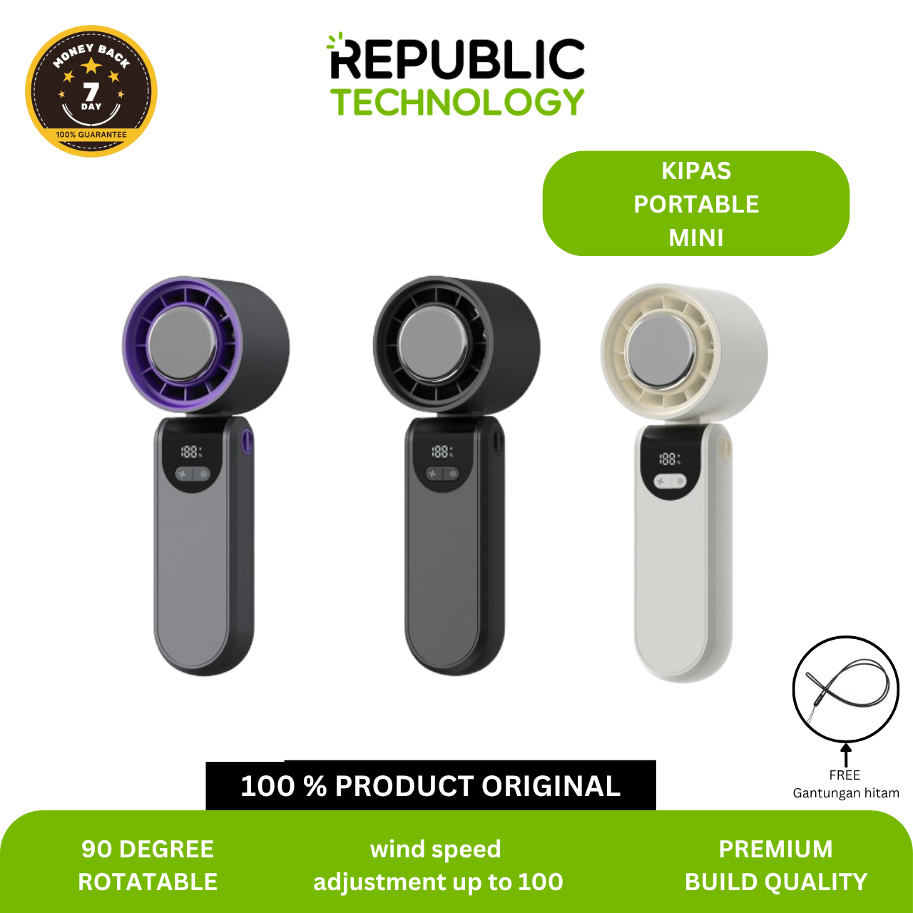 Republic Technology Kipas Angin Portable mini genggam HX-F404