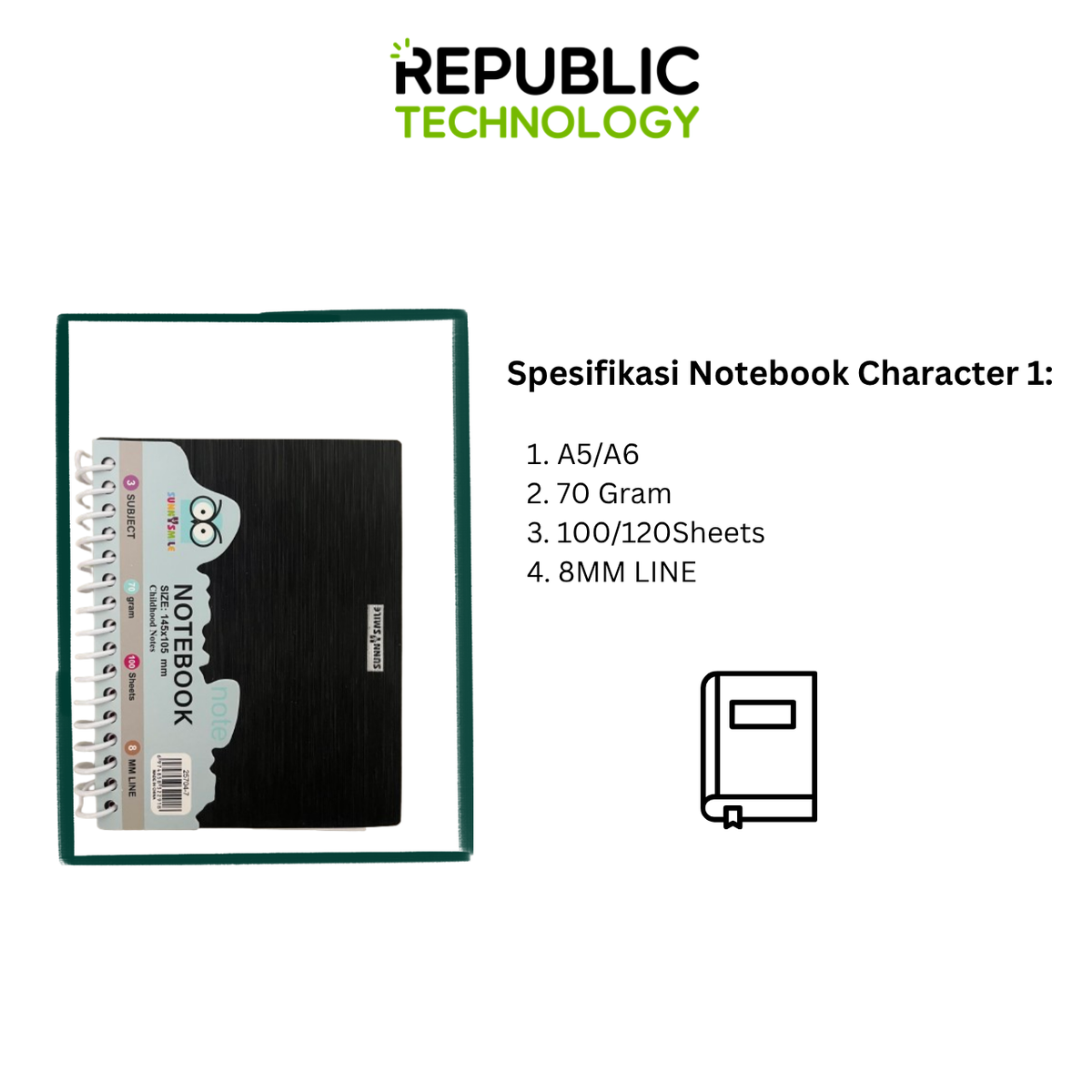 Republic Technology Notebook / buku catatan Character Spiral