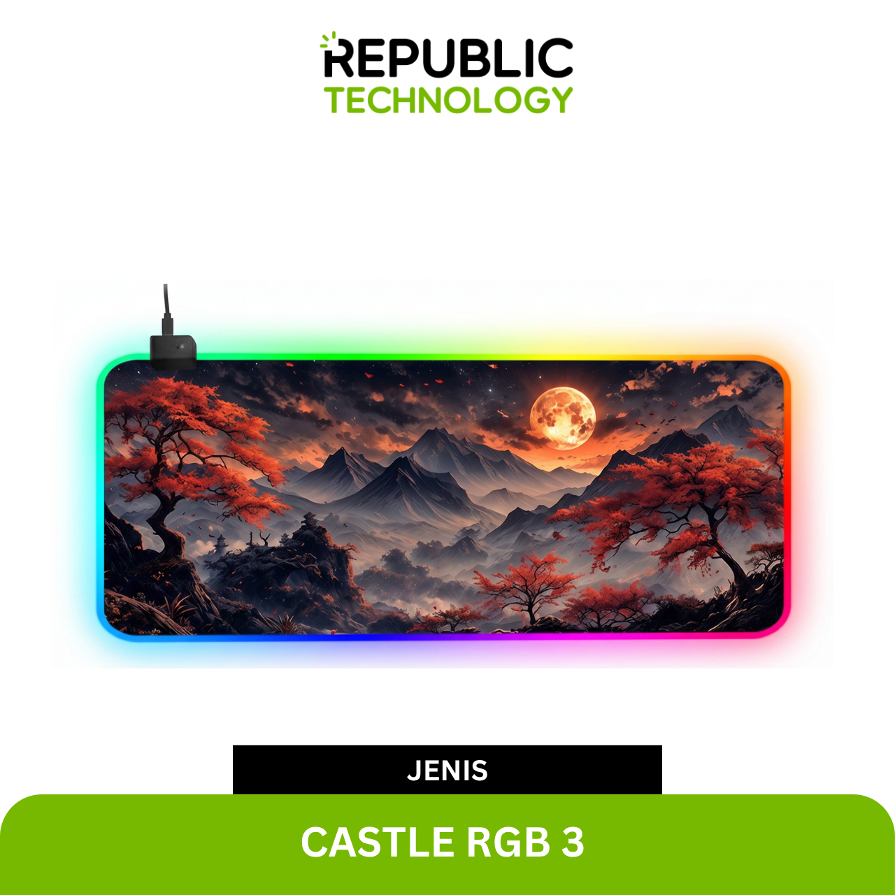 Republic Technology Deskmat Gaming or Mousepad Office RGB Edition with Castle Theme