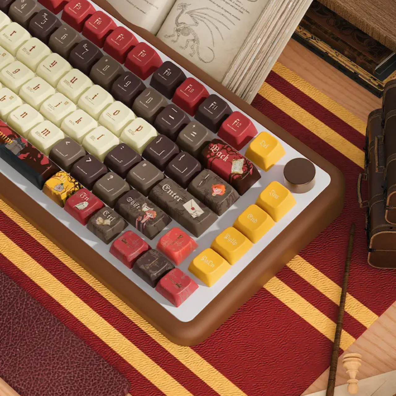 Republic Technology Keyboard Keycaps Gryffindor Edition with Vintage Style