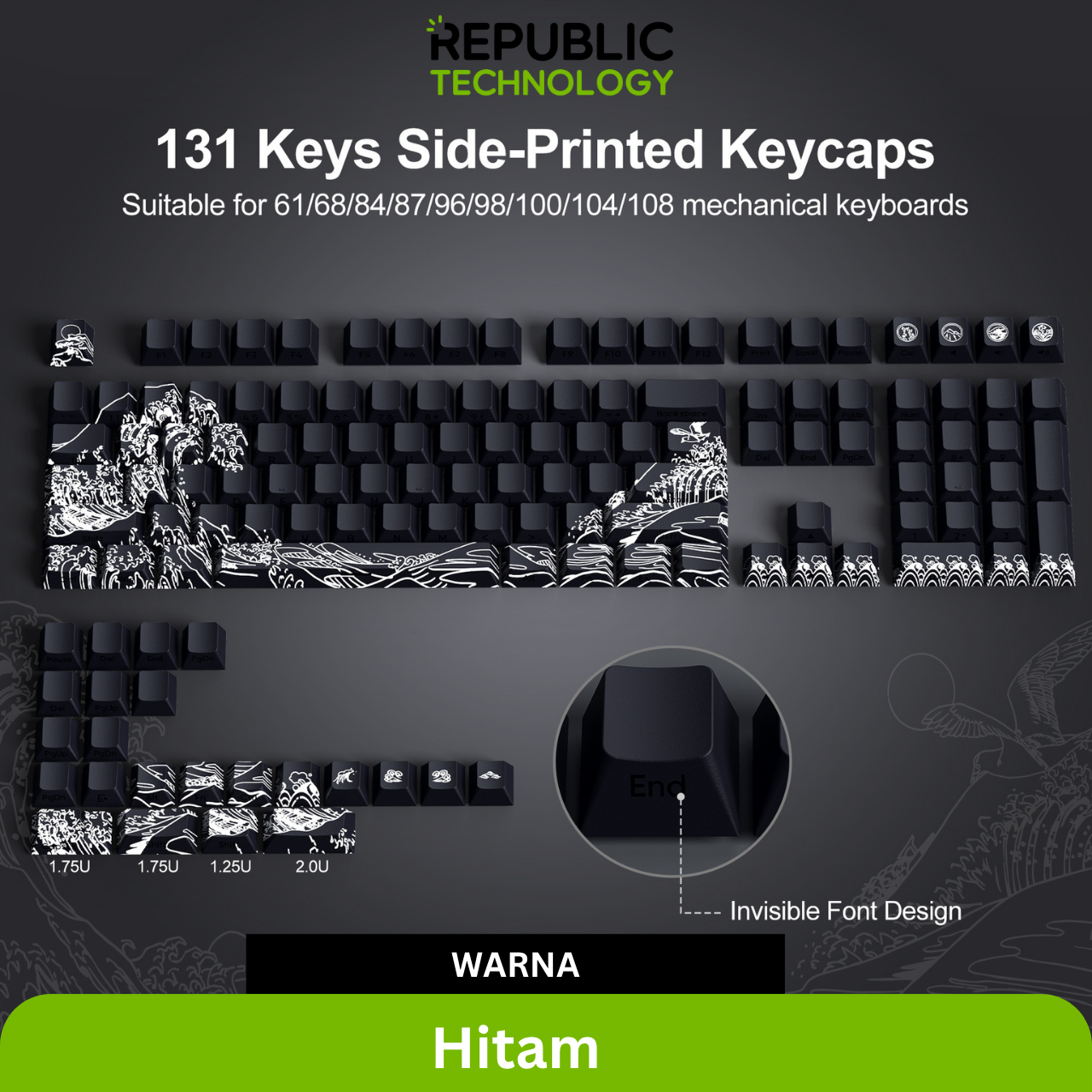 Republic Technology Keyboard Keycaps XVX Ukiyo Kanagawa Edition with profile Cherry for Mechanical Keyboard
