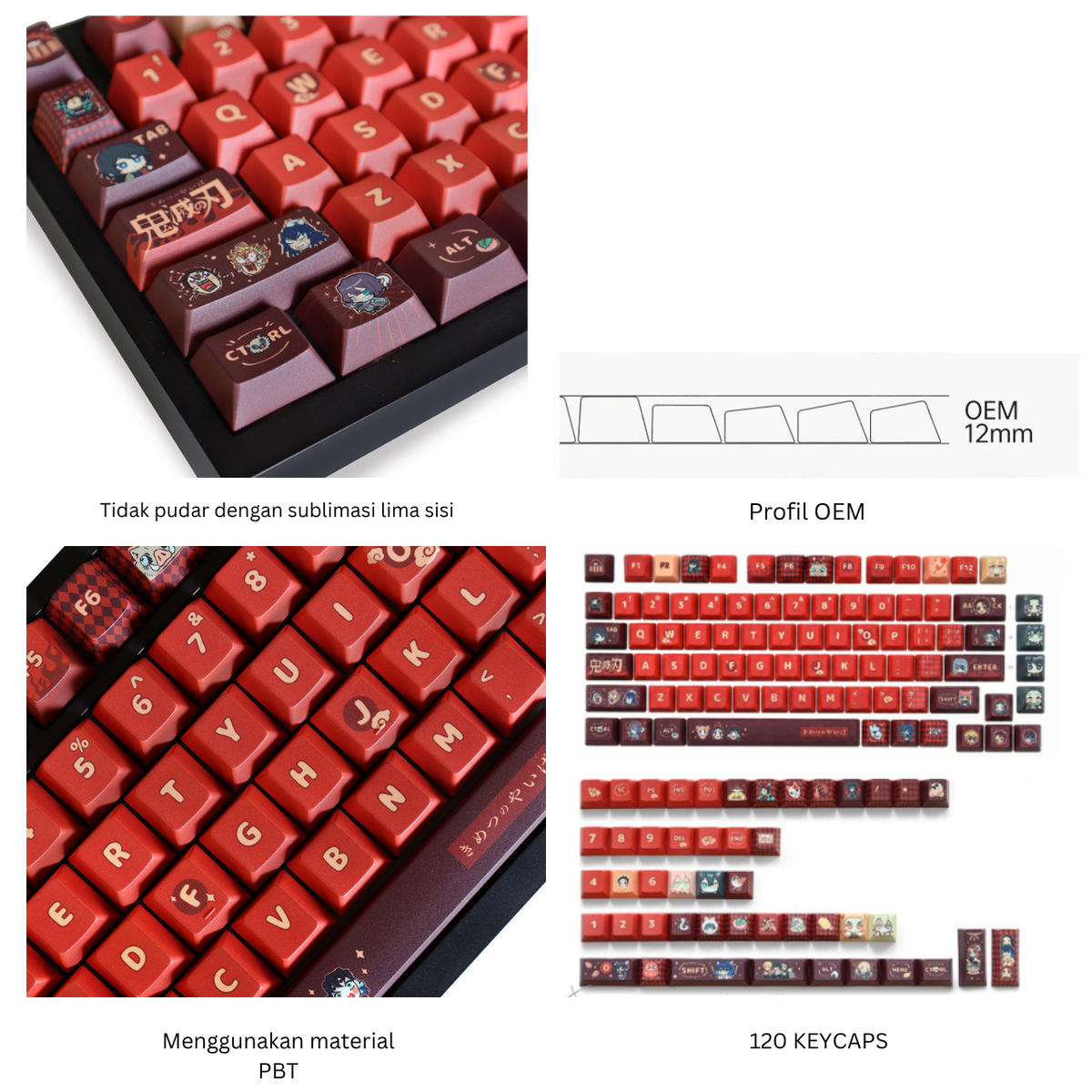 Republic Technology Keyboard Keycaps Demon Slayer Edition