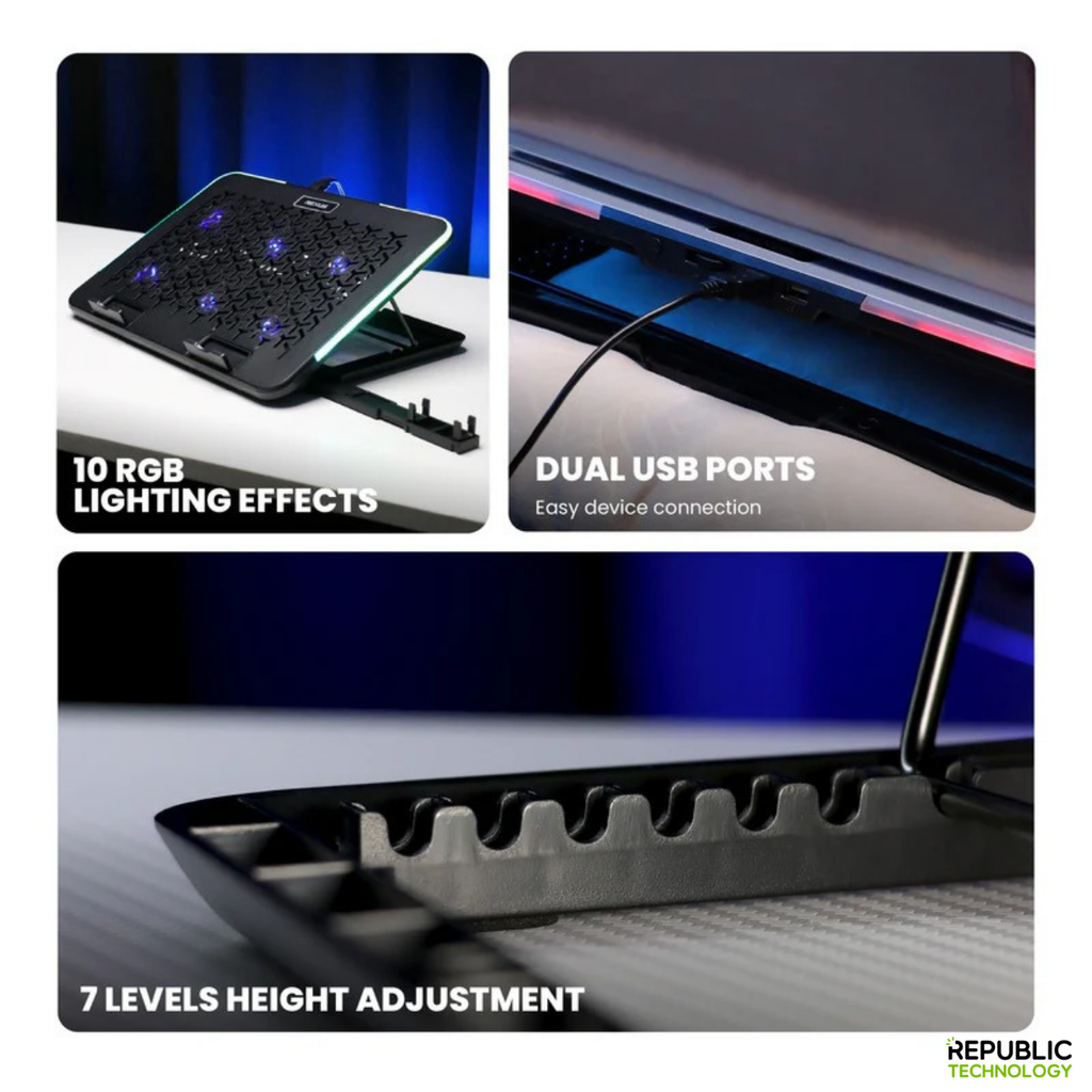 REXUS Cooling Pad Breeze B145 with Phone Holder and RGB Light