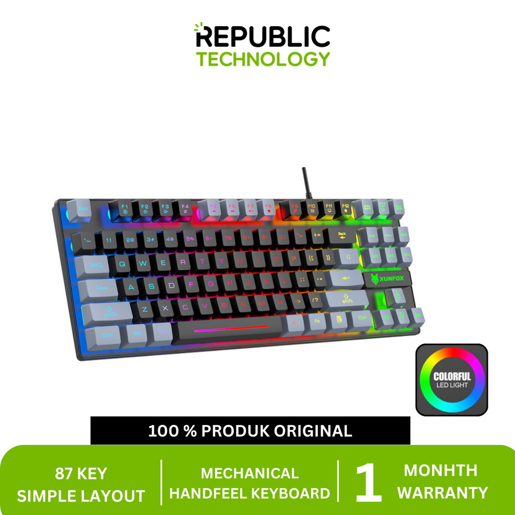 Republic Technology Xunfox K10 Keyboard Gaming RGB 87 Keys