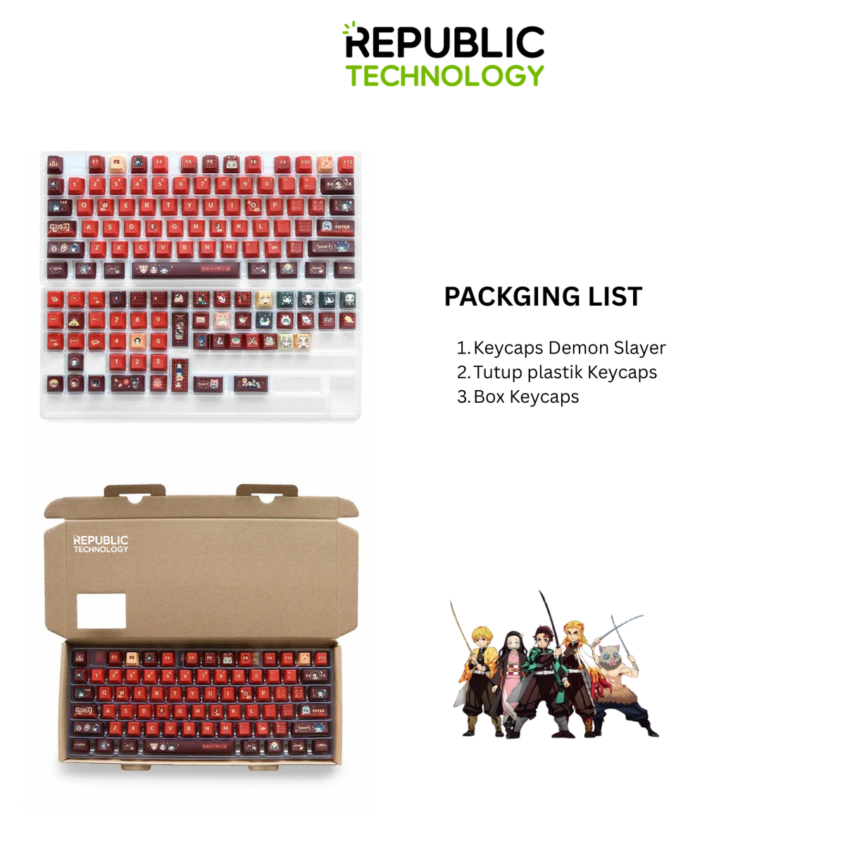 Republic Technology Keyboard Keycaps Demon Slayer Edition