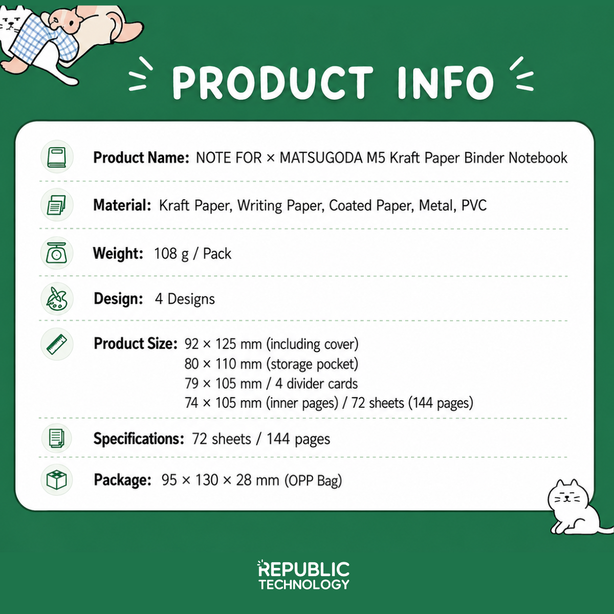 Republic Technology Notebook mini / buku catatan kecil NOTE FOR X MATSUGODA