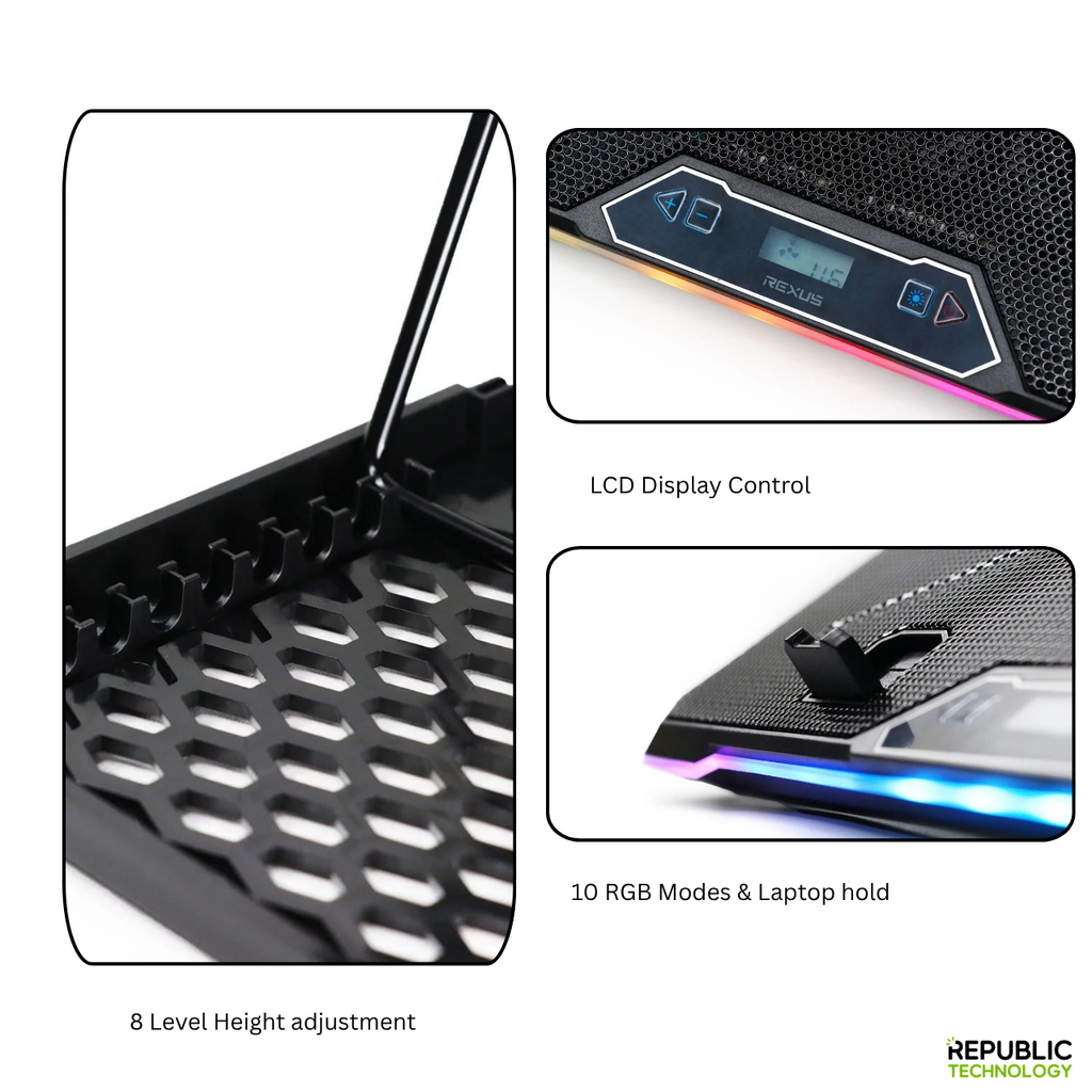 REXUS Cooling Pad Breeze B165 with Phone Holder and RGB Light