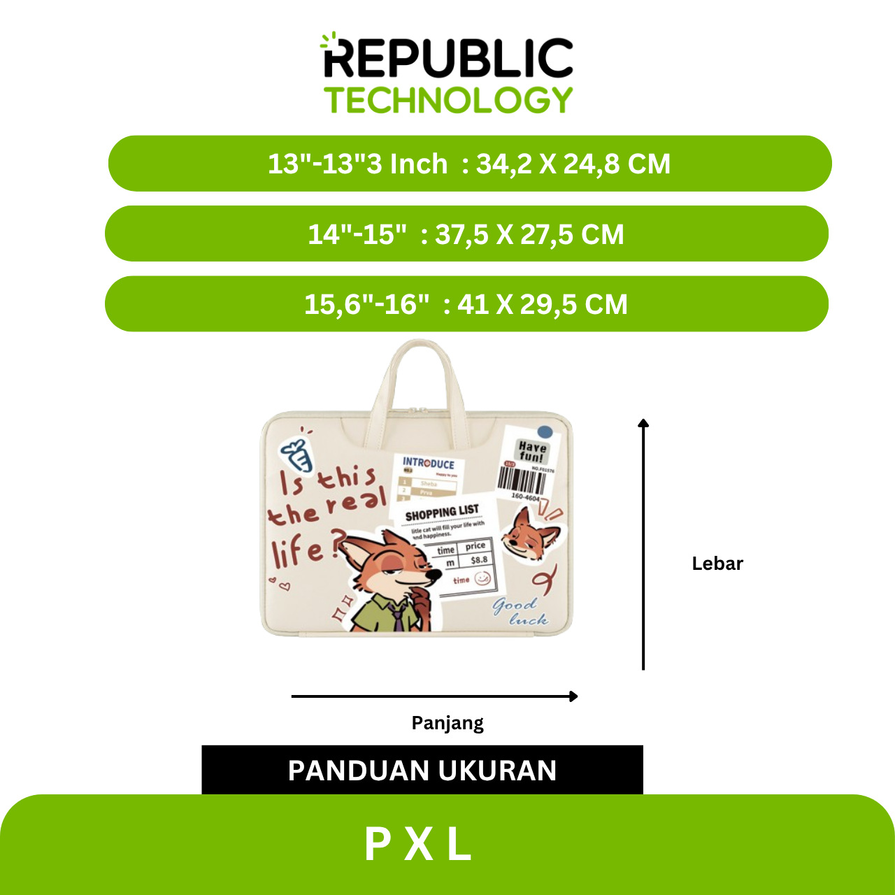 Republic Technology Tas Laptop jinjing Character Zootopia Edition
