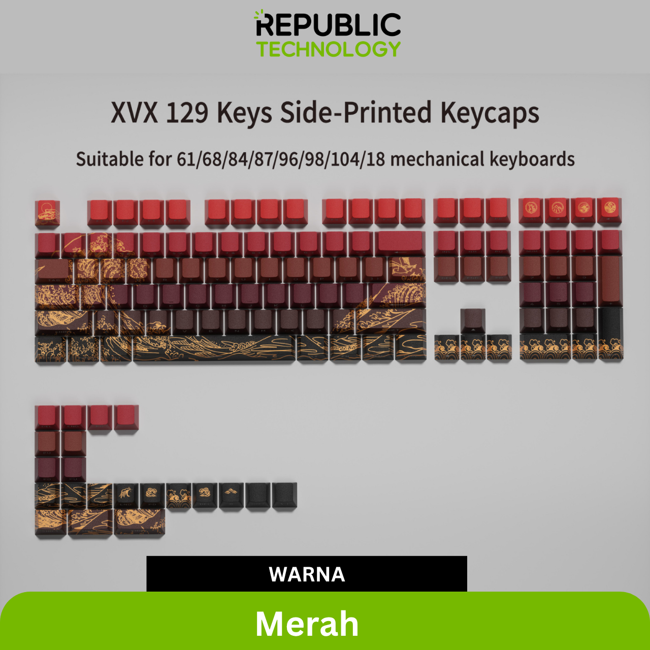 Republic Technology Keyboard Keycaps XVX Ukiyo Kanagawa Edition with profile Cherry for Mechanical Keyboard