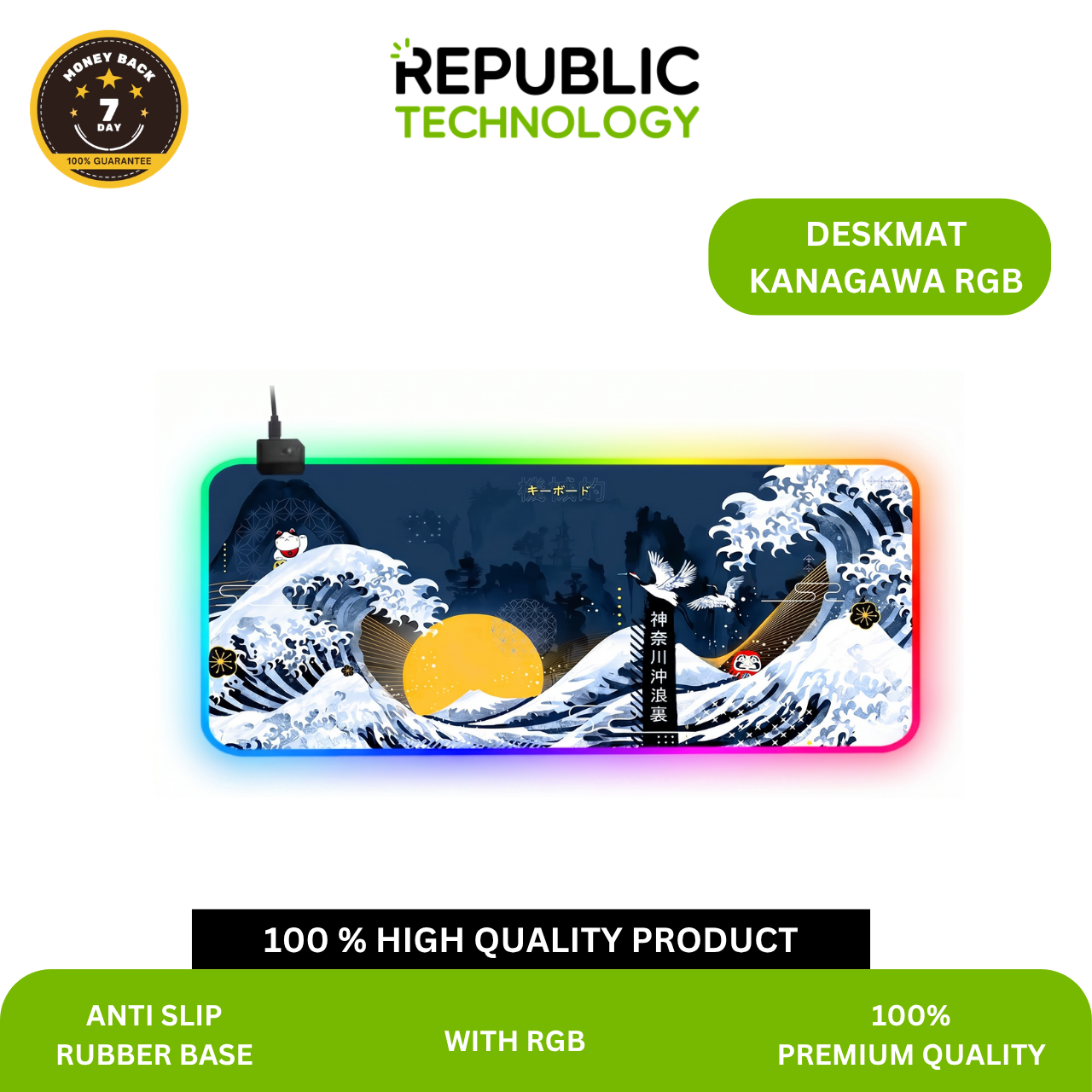 Republic Technology Deskmat Gaming or Mousepad Office RGB Edition with Kanagawa Theme