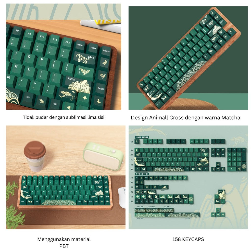 Republic Technology Keyboard Keycaps Animal Forest Special Edition 158 Keys with Matcha Colour