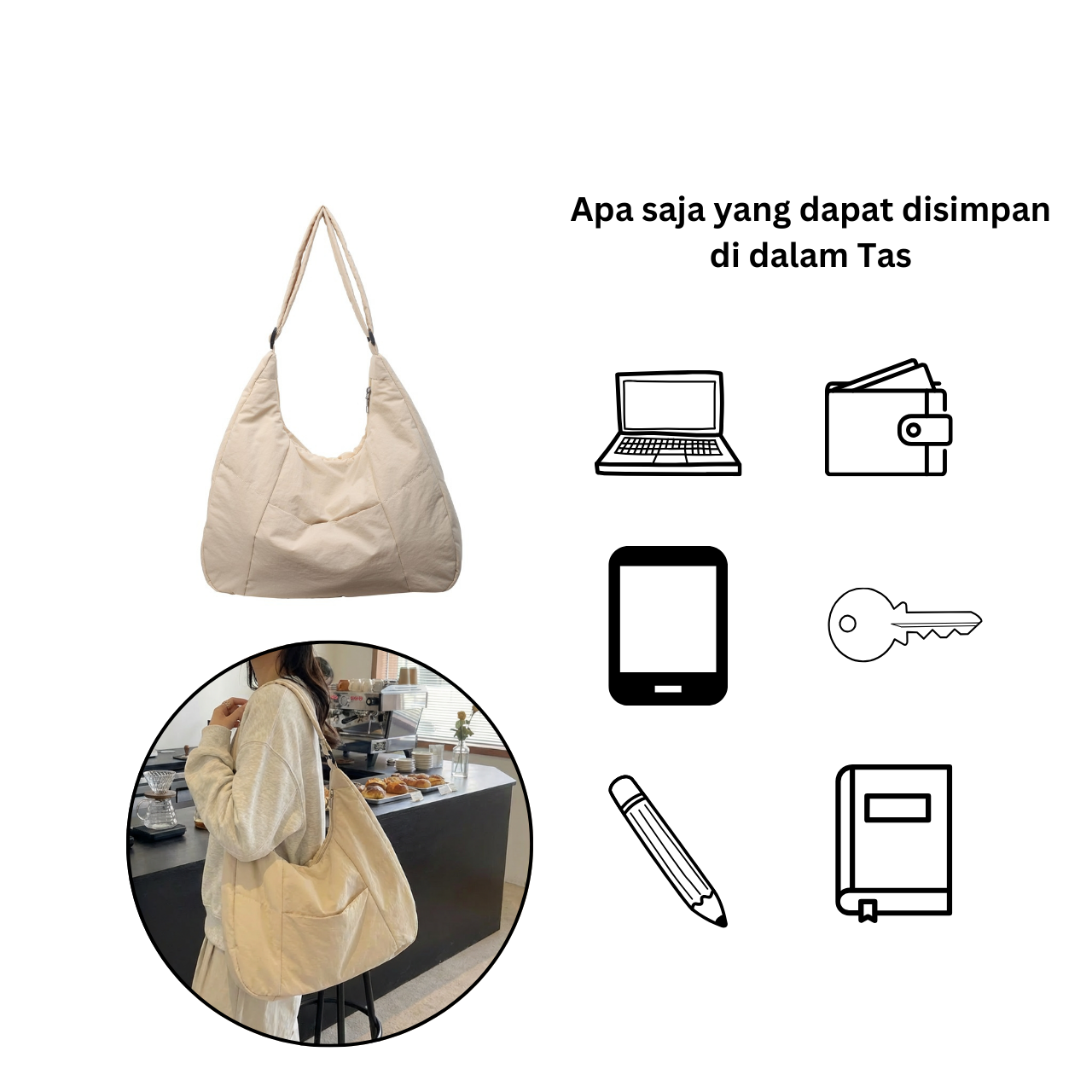Republic Technology Shoulder Bag Wanita / Tas Bahu Minimalis / Tas Laptop Wanita RTF01