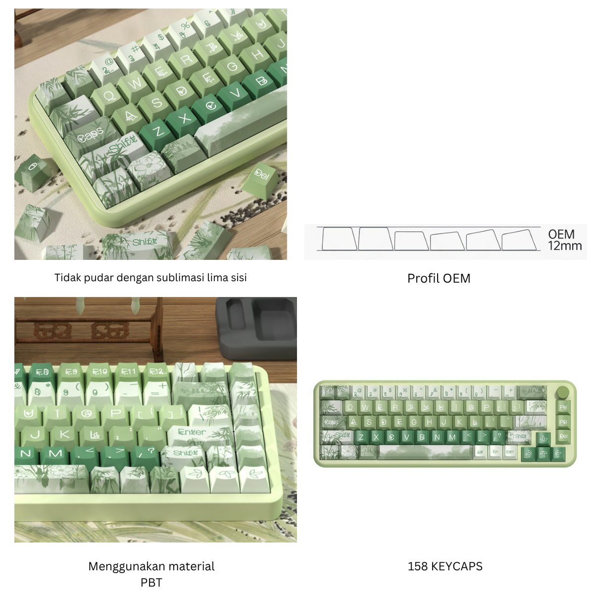 Republic Technology Keyboard Keycaps Bamboo Edition With Soft Green Clour