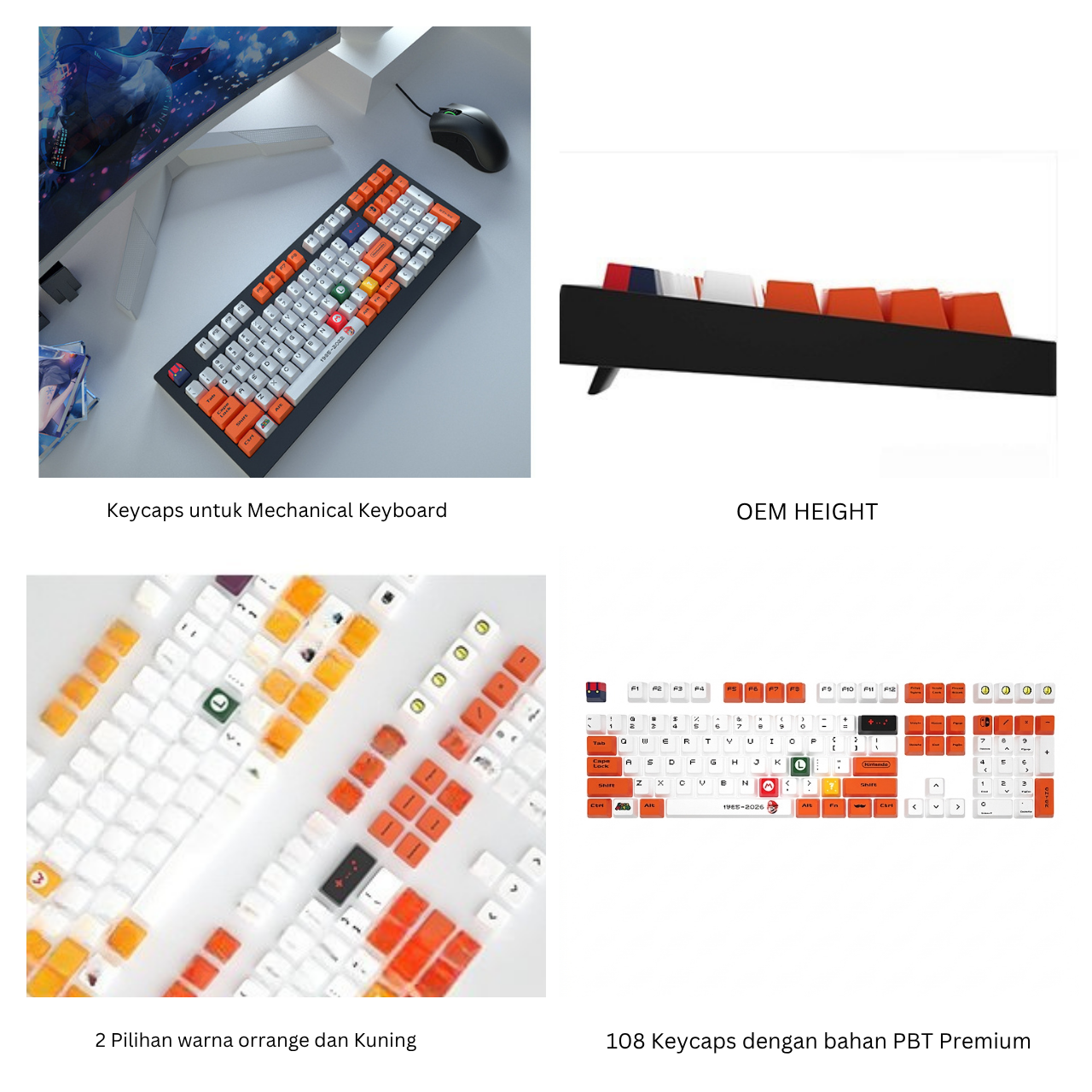 Republic Technology Keyboard Keycaps Super Mario Edition for Mechanical Keyboard