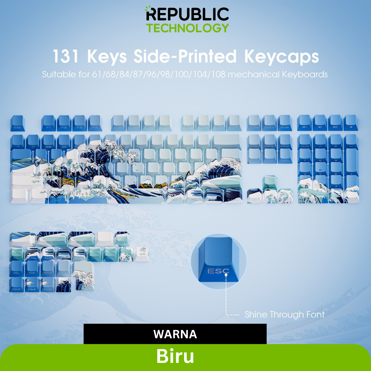 Republic Technology Keyboard Keycaps XVX Ukiyo Kanagawa Edition with profile Cherry for Mechanical Keyboard