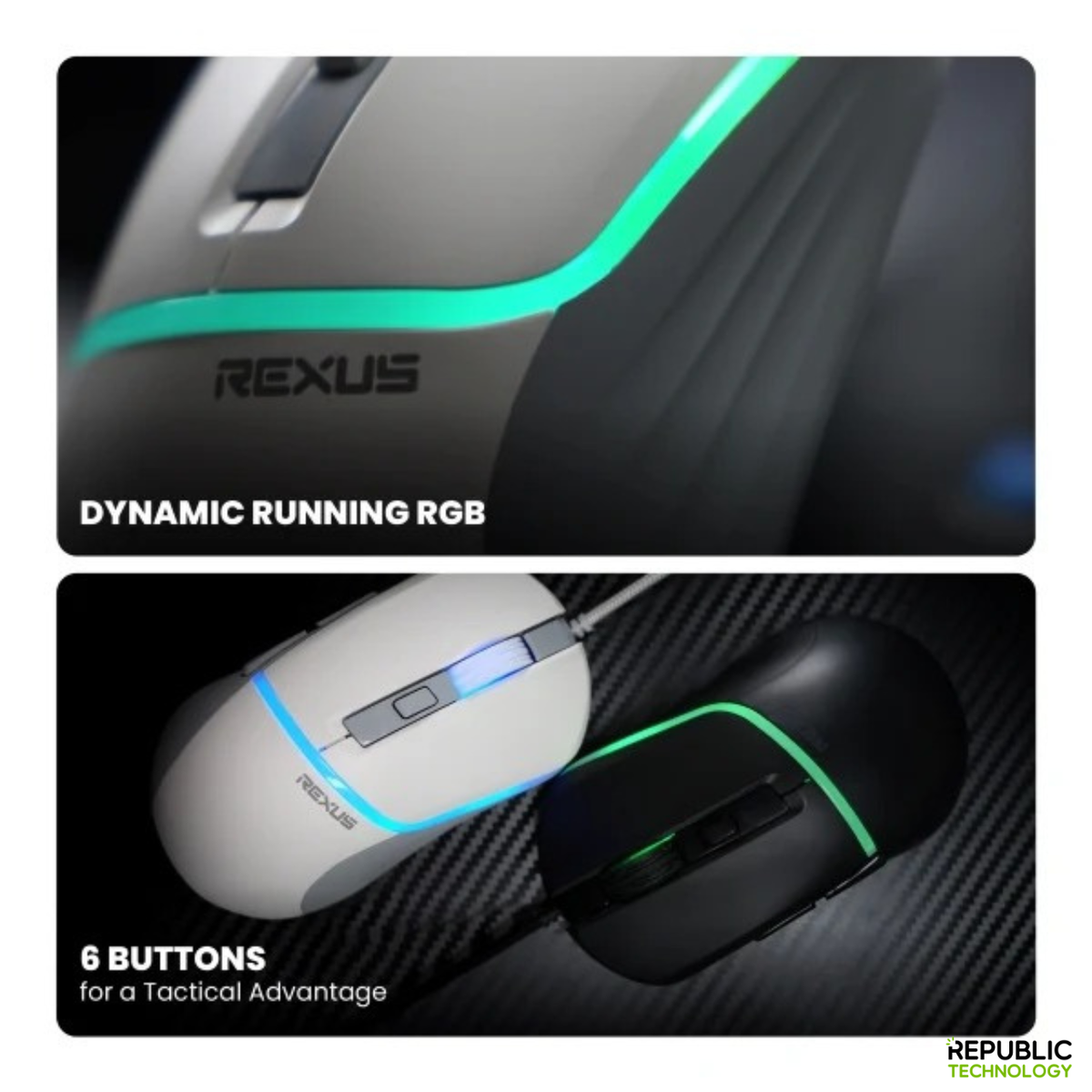 REXUS Mouse Gaming G15  Xierra Dynamic RGB up To 6400DPI