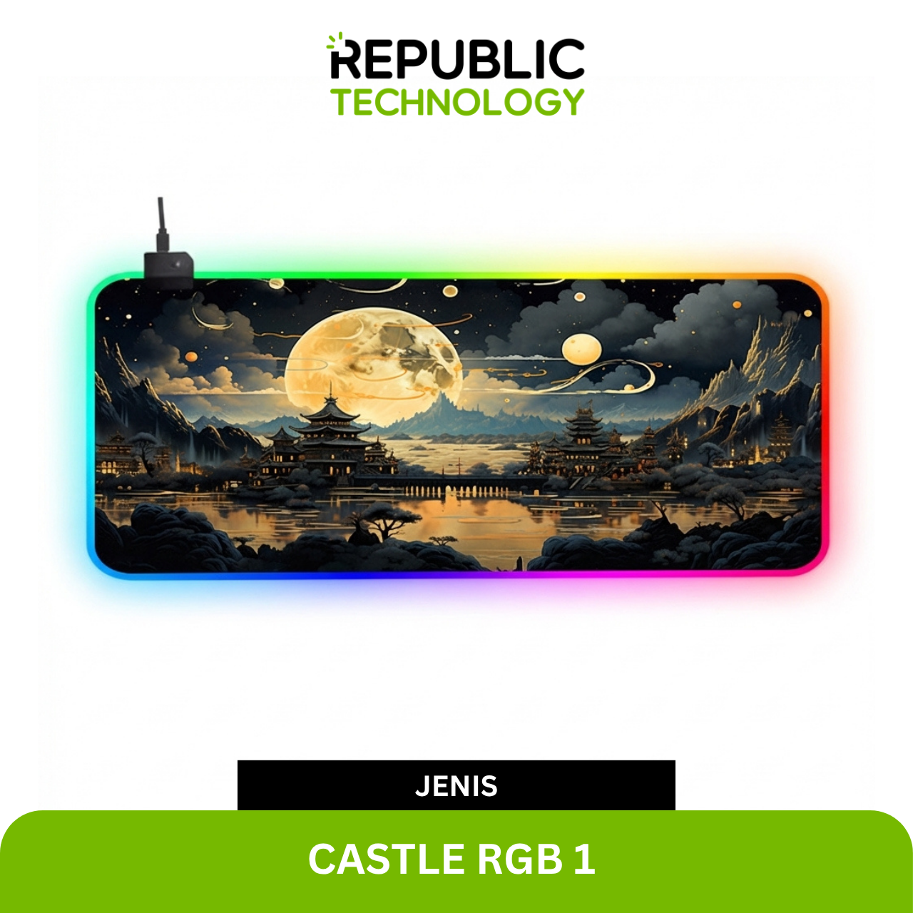 Republic Technology Deskmat Gaming or Mousepad Office RGB Edition with Castle Theme
