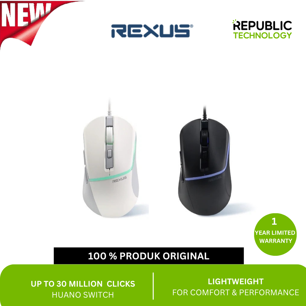 REXUS Mouse Gaming G15  Xierra Dynamic RGB up To 6400DPI