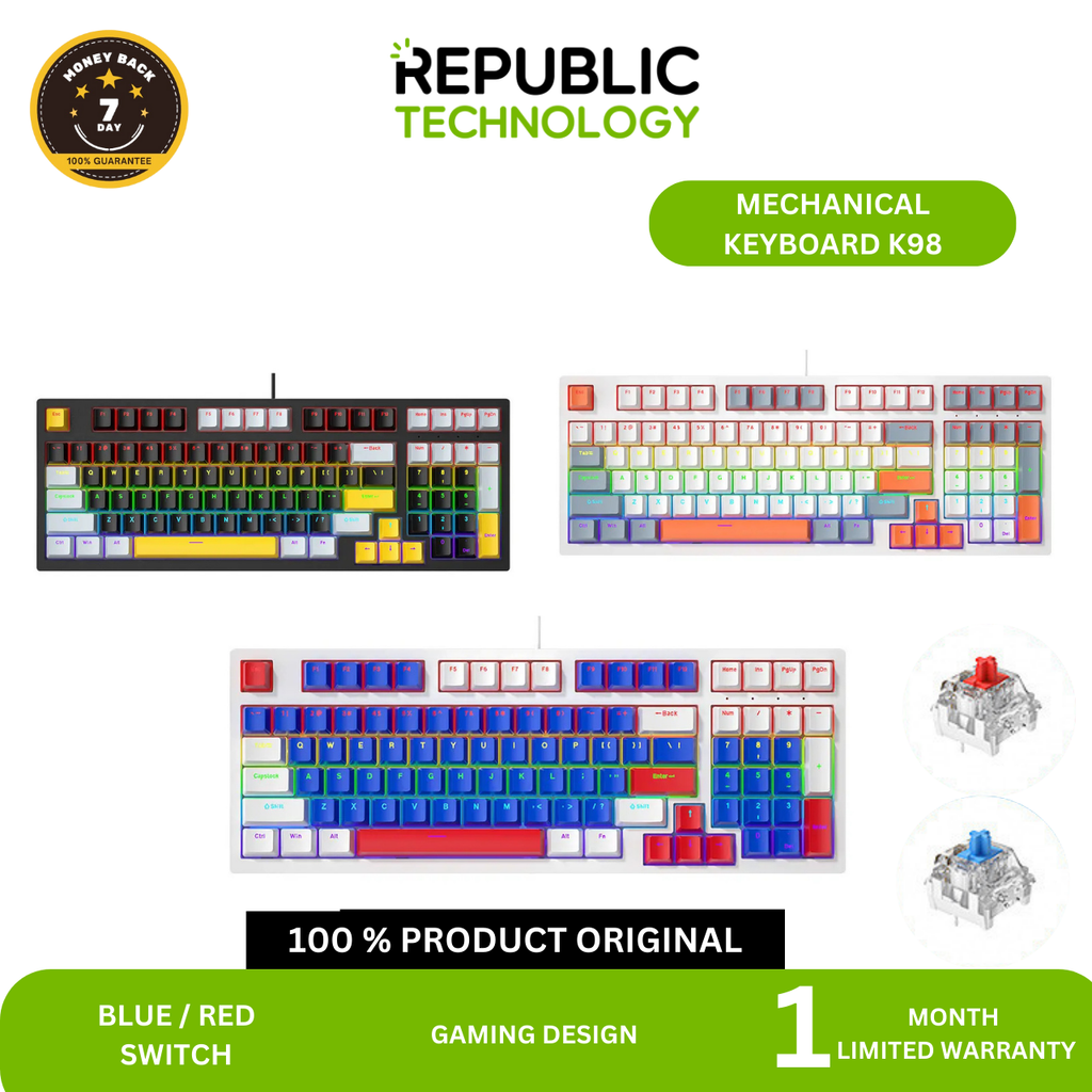 Republic Technology Keyboard Mechanical Gaming by Dragon Seed with Blue Switch / Red Switch