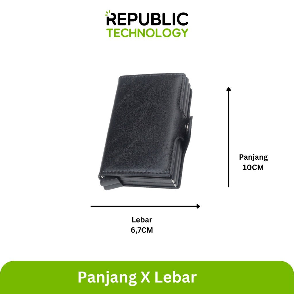 Republic Technology Dompet Pria kulit Wallet smart card Holder anti RFID