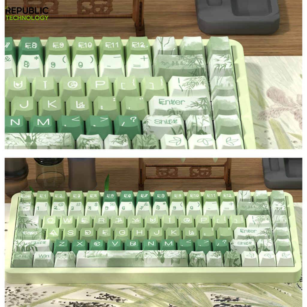 Republic Technology Keyboard Keycaps Bamboo Edition With Soft Green Clour