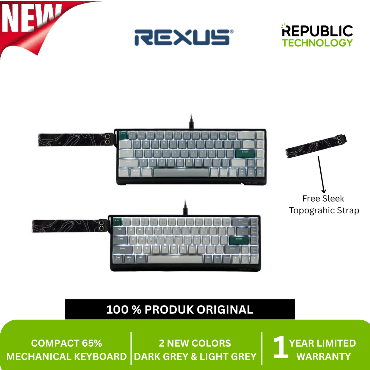 REXUS Heroic KX3 Keyboard Mechanical Compact 65% Hot Swap
