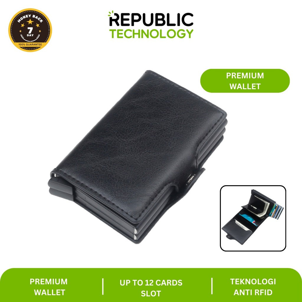 Republic Technology Dompet Pria kulit Wallet smart card Holder anti RFID