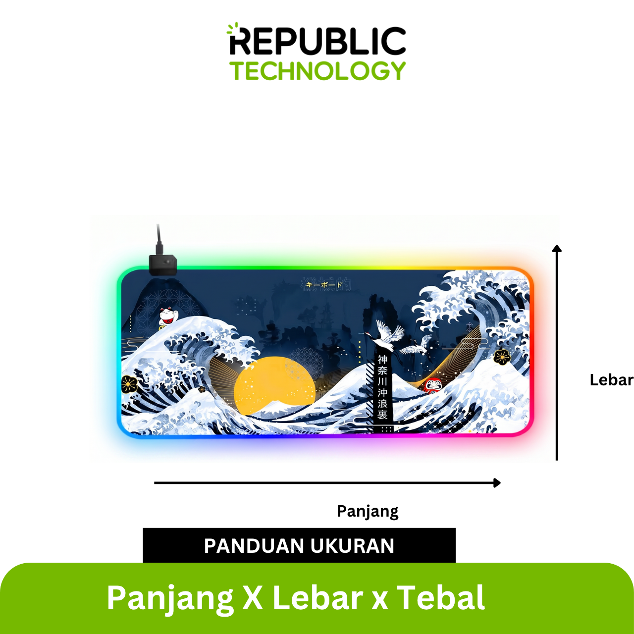 Republic Technology Deskmat Gaming or Mousepad Office RGB Edition with Kanagawa Theme