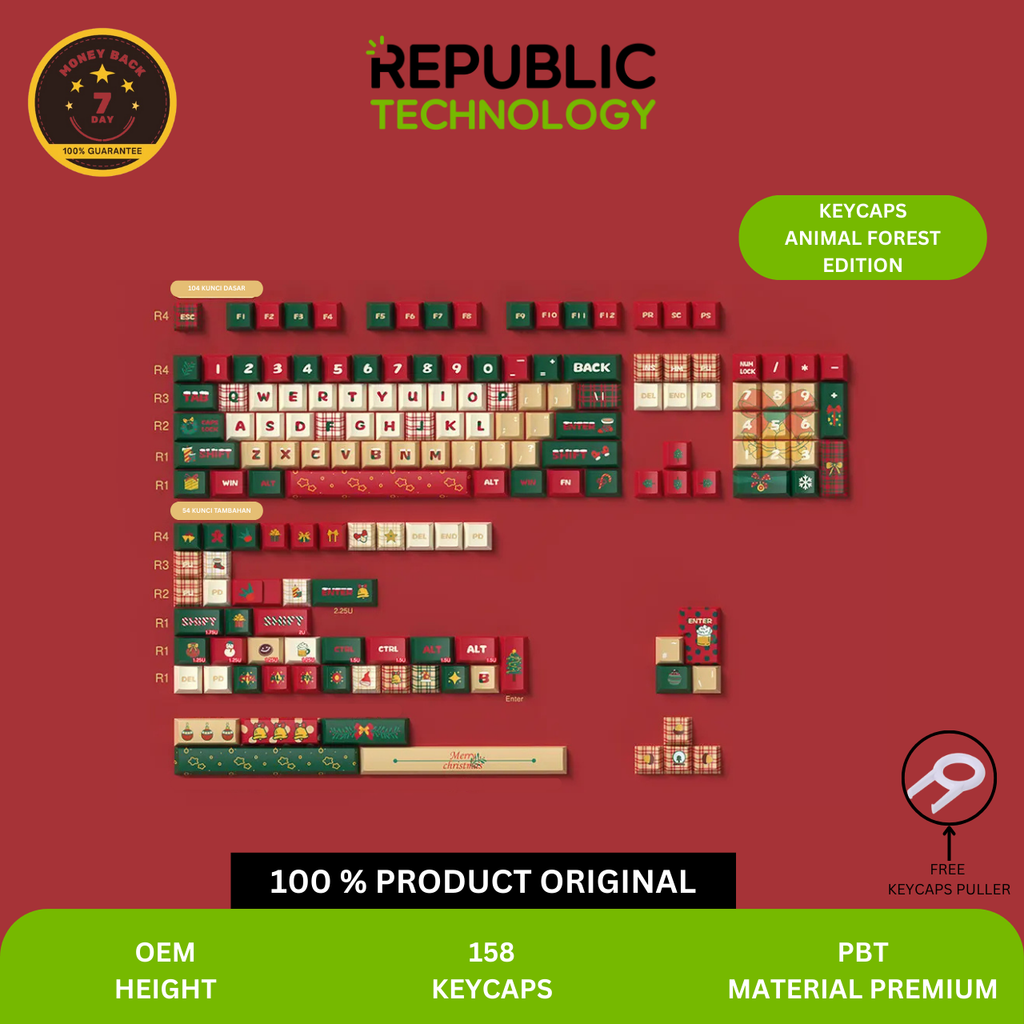 Republic Technology Keyboard Keycaps Merry Christmas Edition and Christmas Gift Edition