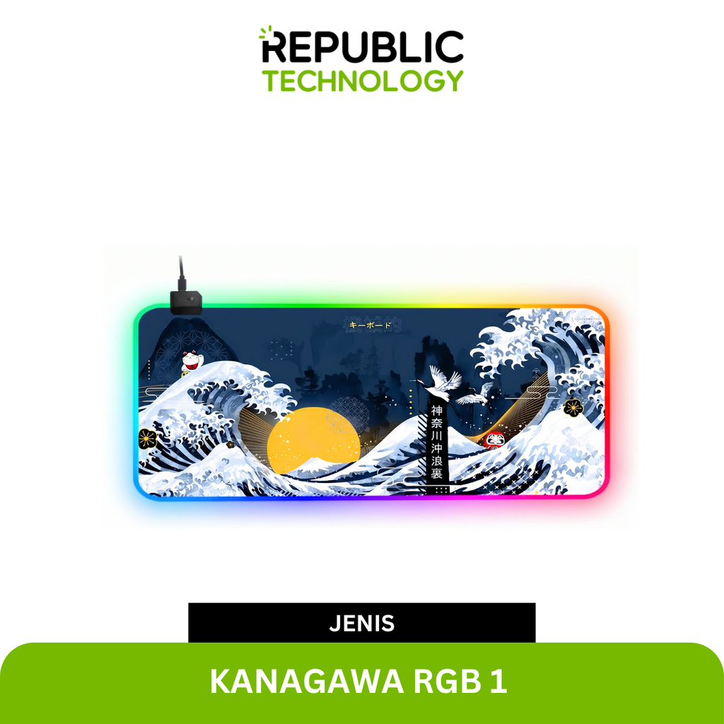Republic Technology Deskmat Gaming or Mousepad Office RGB Edition with Kanagawa Theme