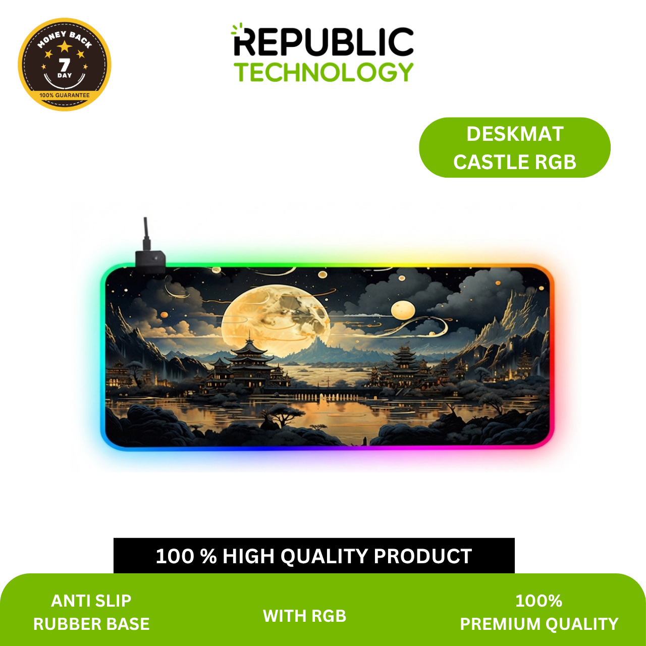 Republic Technology Deskmat Gaming or Mousepad Office RGB Edition with Castle Theme
