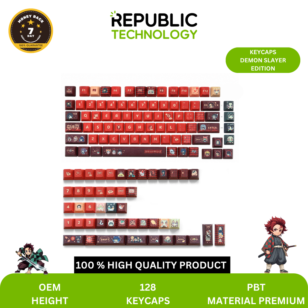 Republic Technology Keyboard Keycaps Demon Slayer Edition